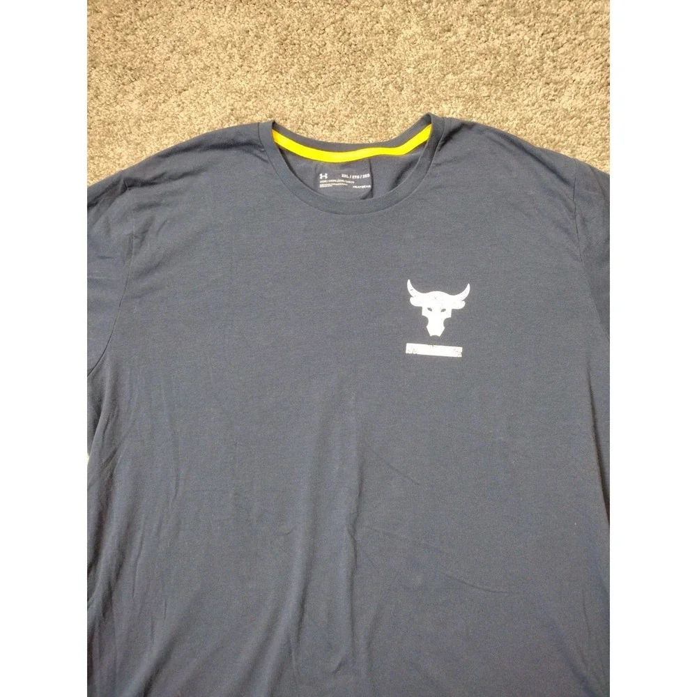 Under Armour Project Rock Blood Sweat Respect 2XL Short Sleeve Shirt Blue